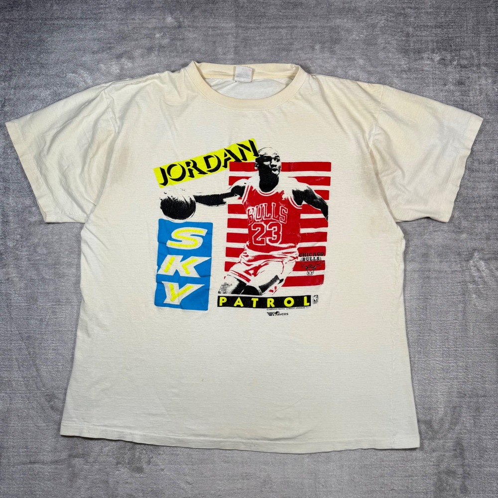 Michael Jordan Shirt Mens XL White Chicago Bulls Vintage 90s Single Stitch
